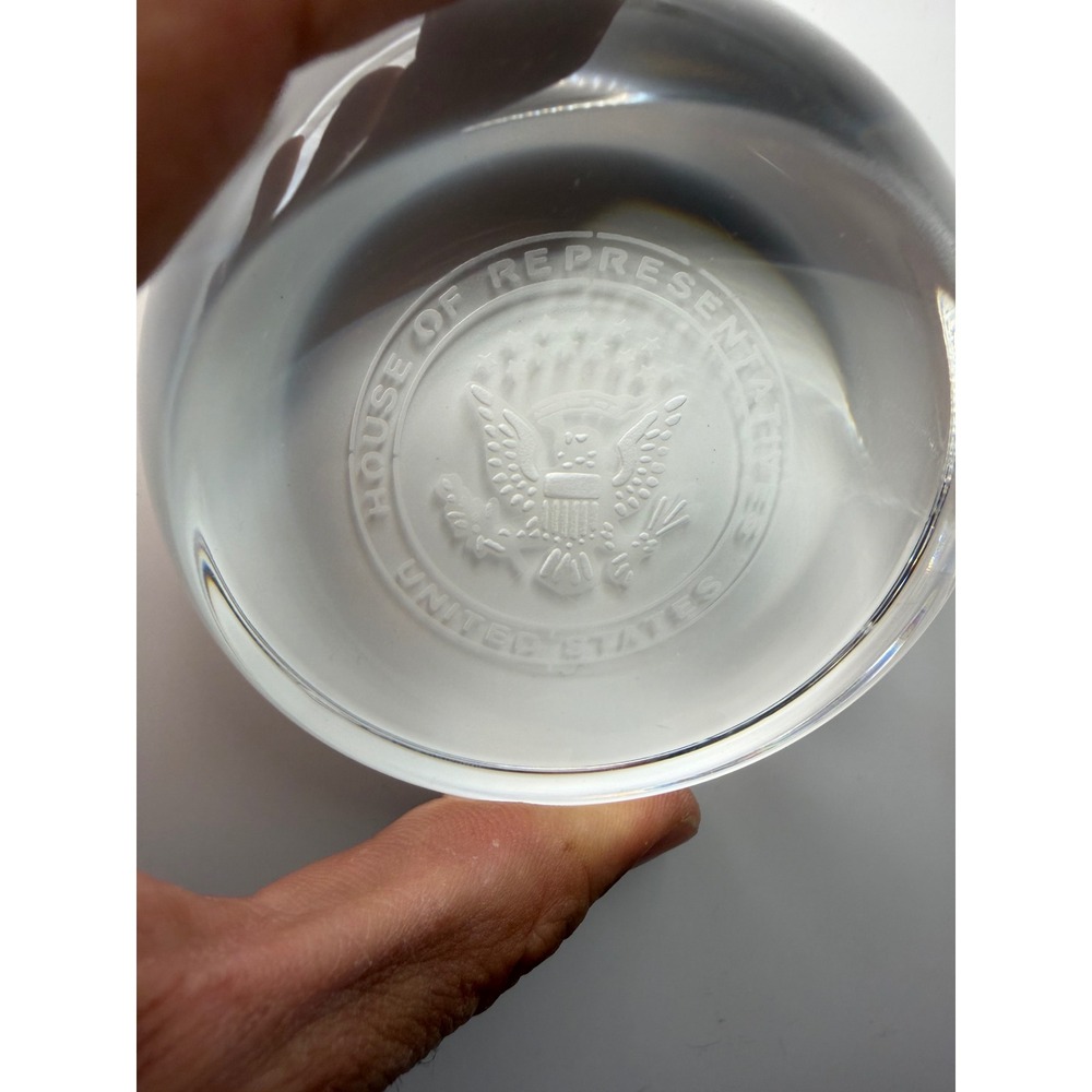 US House of Representatives Glass Paperweight Etched Great Seal 3.5 Inch Clear - Picture 7 of 13